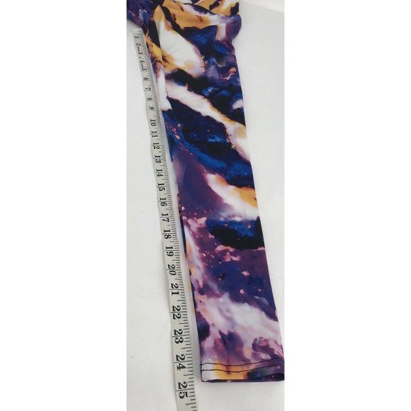Agstract Apparel Cropped Leggings Size Small Purple Yellow Tie Dye Stretch USA - Picture 10 of 10